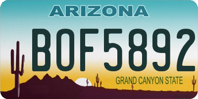 AZ license plate BOF5892