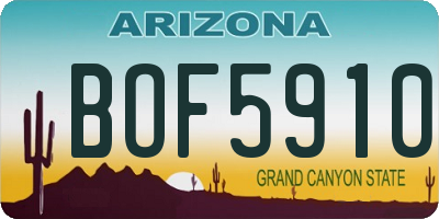AZ license plate BOF5910