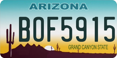 AZ license plate BOF5915