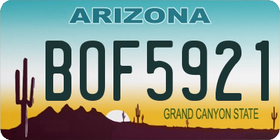 AZ license plate BOF5921