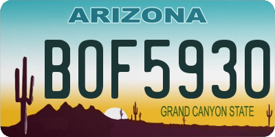 AZ license plate BOF5930