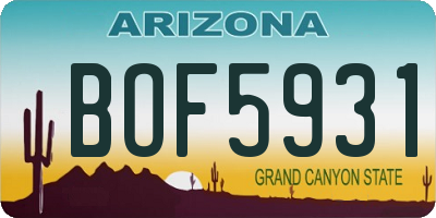 AZ license plate BOF5931