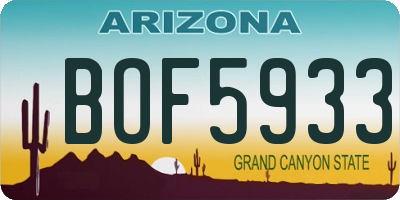 AZ license plate BOF5933