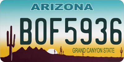 AZ license plate BOF5936