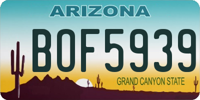 AZ license plate BOF5939