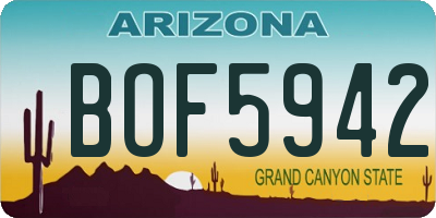 AZ license plate BOF5942