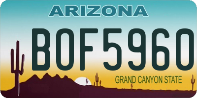 AZ license plate BOF5960