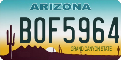 AZ license plate BOF5964