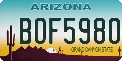 AZ license plate BOF5980