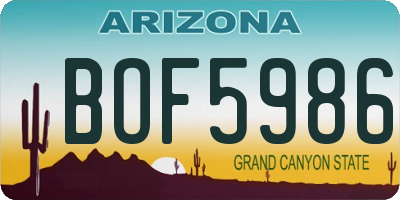 AZ license plate BOF5986