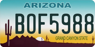 AZ license plate BOF5988