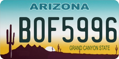 AZ license plate BOF5996