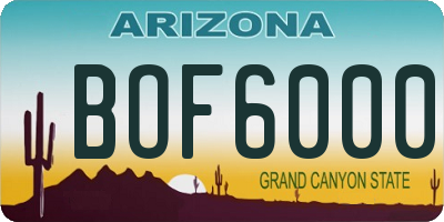 AZ license plate BOF6000