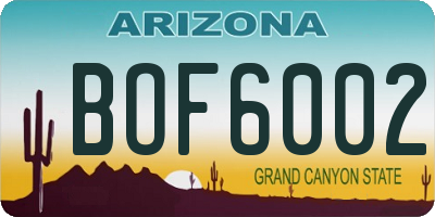AZ license plate BOF6002