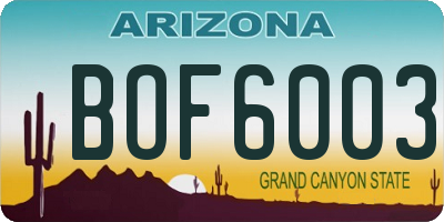 AZ license plate BOF6003