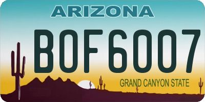AZ license plate BOF6007