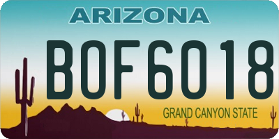 AZ license plate BOF6018