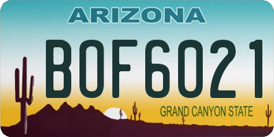 AZ license plate BOF6021