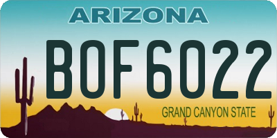 AZ license plate BOF6022
