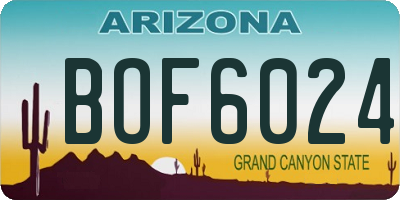 AZ license plate BOF6024