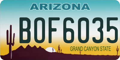 AZ license plate BOF6035