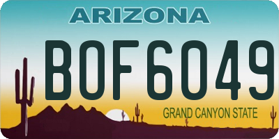 AZ license plate BOF6049