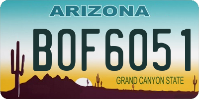 AZ license plate BOF6051