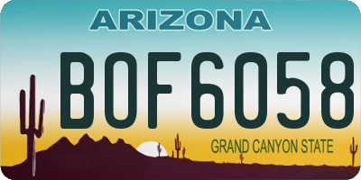 AZ license plate BOF6058
