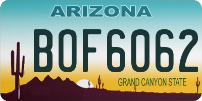 AZ license plate BOF6062