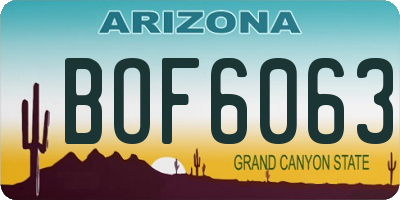 AZ license plate BOF6063