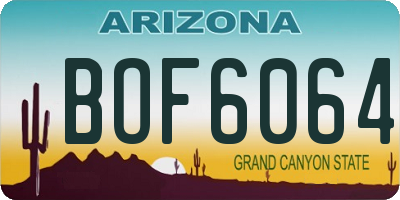 AZ license plate BOF6064