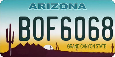 AZ license plate BOF6068