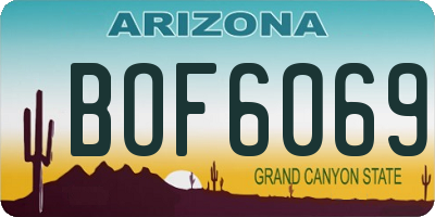 AZ license plate BOF6069