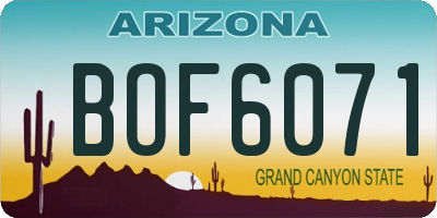 AZ license plate BOF6071
