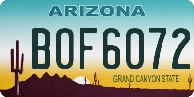 AZ license plate BOF6072