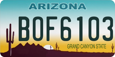 AZ license plate BOF6103