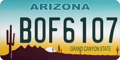 AZ license plate BOF6107