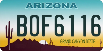 AZ license plate BOF6116