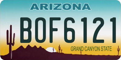 AZ license plate BOF6121