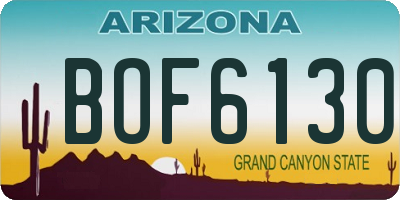AZ license plate BOF6130