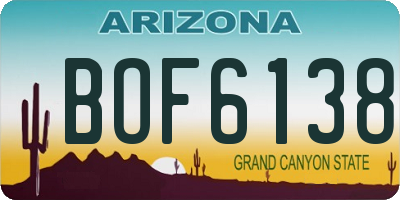 AZ license plate BOF6138