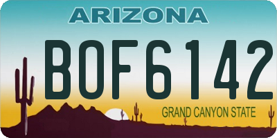 AZ license plate BOF6142