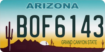AZ license plate BOF6143