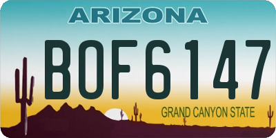 AZ license plate BOF6147