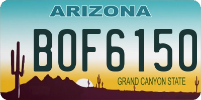 AZ license plate BOF6150