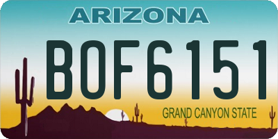AZ license plate BOF6151