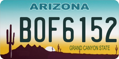 AZ license plate BOF6152