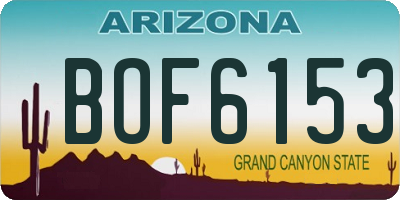 AZ license plate BOF6153