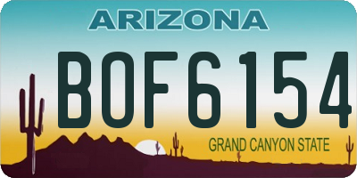 AZ license plate BOF6154