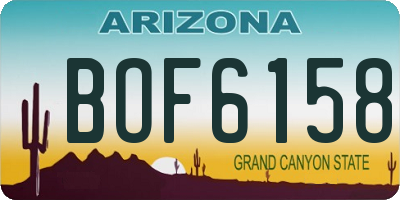 AZ license plate BOF6158